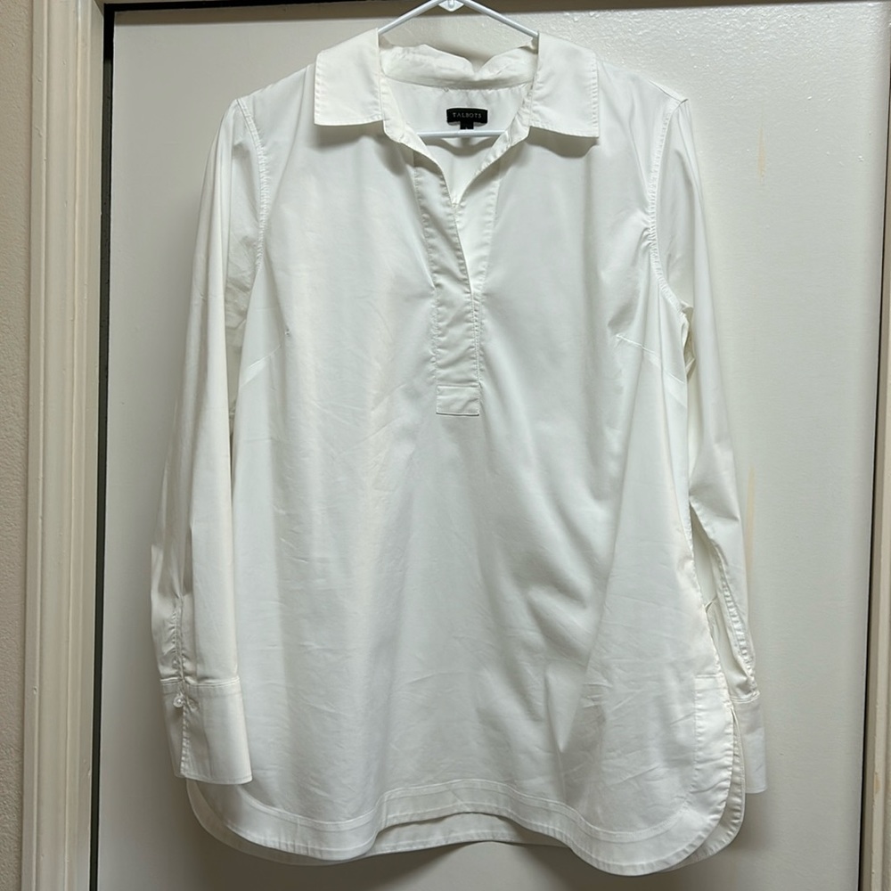 Talbots White Tunic Top Size Large